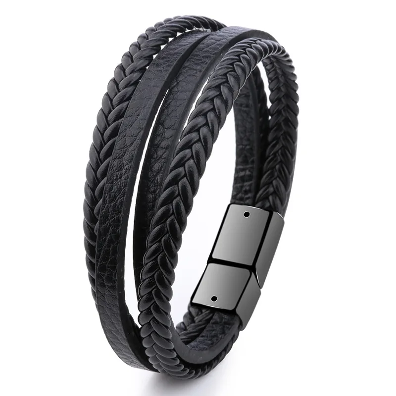 

Original small ornament retro men's jewelry handmade rope European bracelet DIY alloy magnetic buckle cross border special