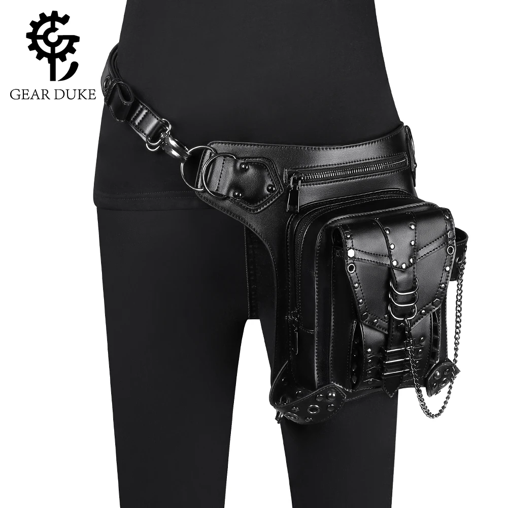 

GearDuke Spot New Chain Bag Women Steampunk Rivet Locomotive Ladies One-Shoulder Messenger Bag Outdoor Leisure Travel Waist Bag