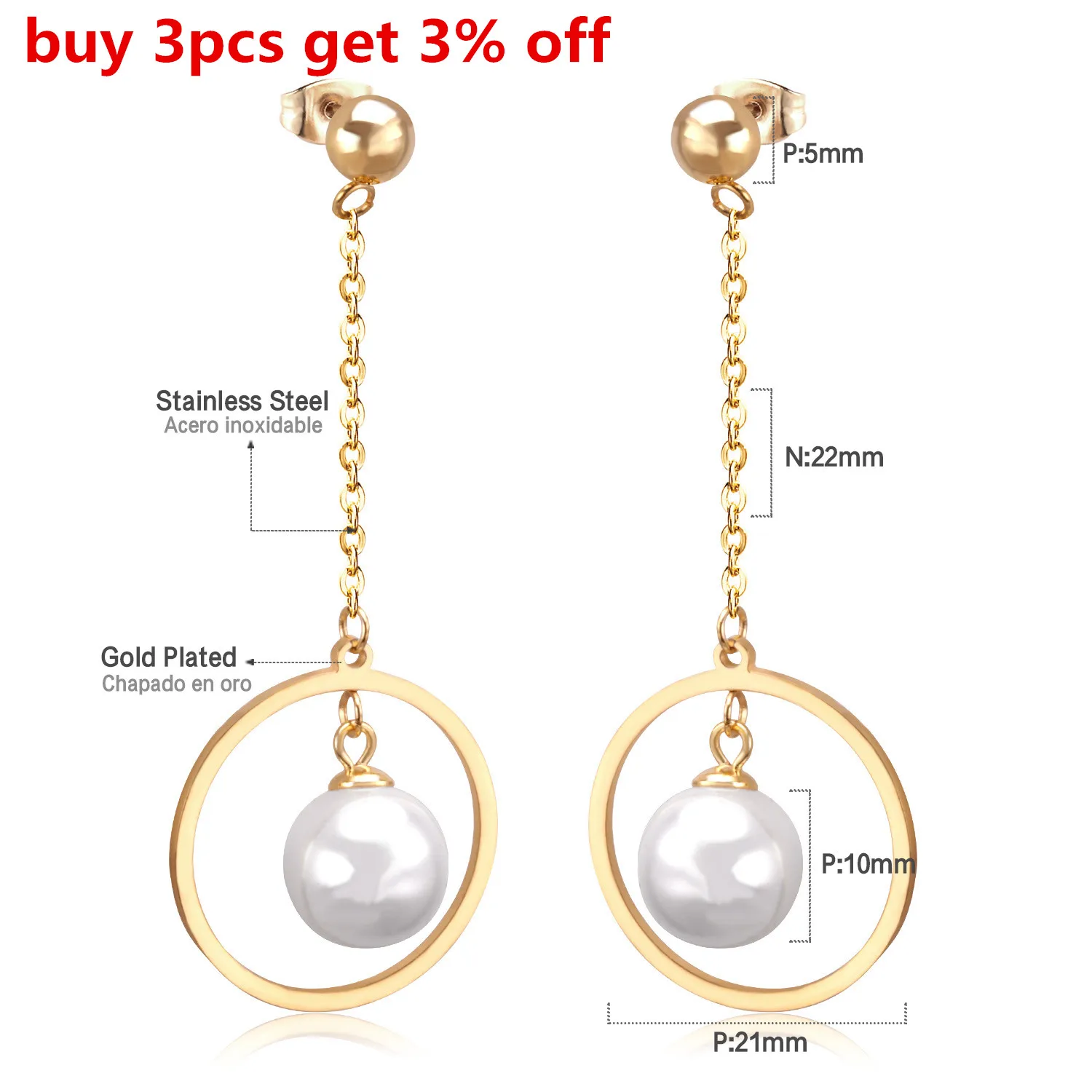 Женские серьги подвески из нержавеющей стали с искусственным жемчугом|colorful dropping