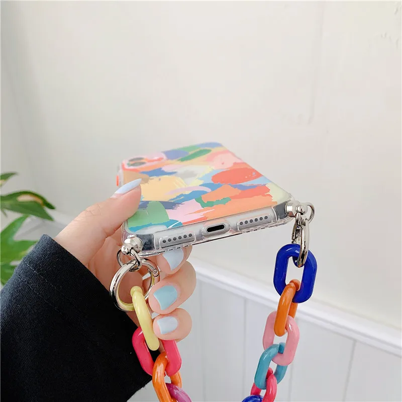 

soft Phone Cases for iphone 12 Pro Max 12 MiNi 11 pro max X XS XR 7 8 Plus SE 2020 Chain Cover