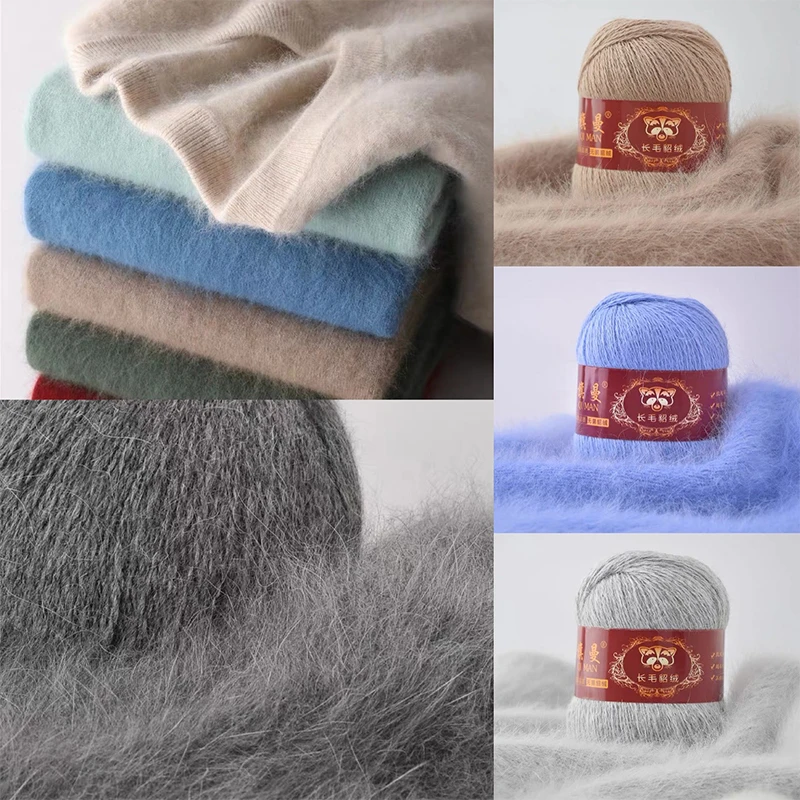 Норковая вязальная пряжа 50 г + 20 Длинная шерстяная iфайл не скатывается ручная