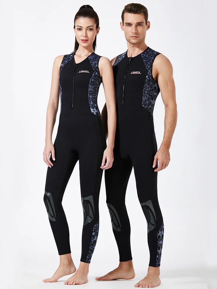 1.5/3mm Mens Sport Farmer John Style Front Zip Long Diving Suit for Scuba Diving Surfing Swimming One Piece Wet Suit Sleeveless