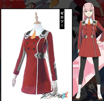 DARLING in the FRANXX Anime Cosplay Costume 02 Zero Two Brand Women Full Sets Wig hair pink long straight |