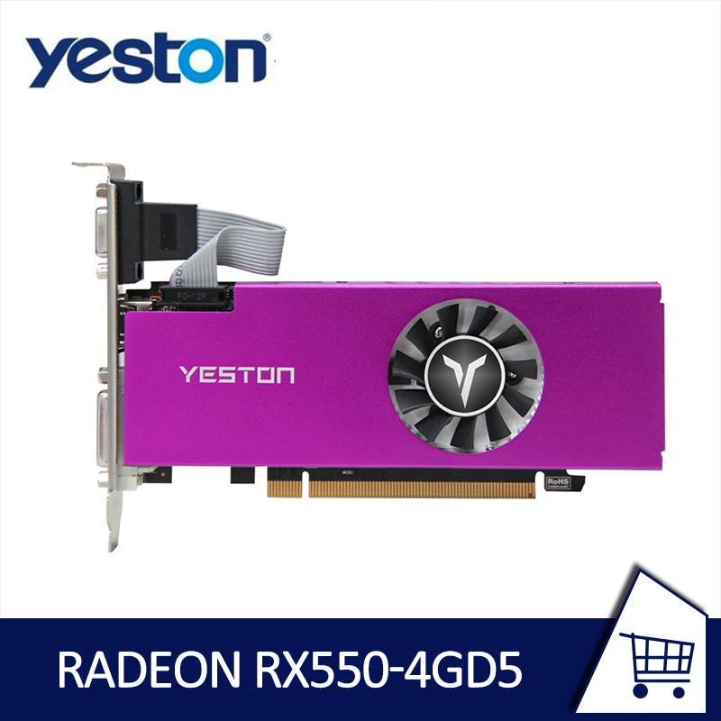Видеокарта YESTON RX550 4GD5 LP AMD Radeon GPU веер графическая карта 128 бит GDDR5 игровая