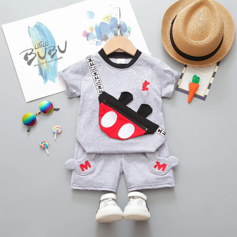 2020 New Baby Shirt Costume Set Boys Girls Cute Summer Casual Wear Sea World Top Blue Denim Kids Clothes 1-4 Years Old |