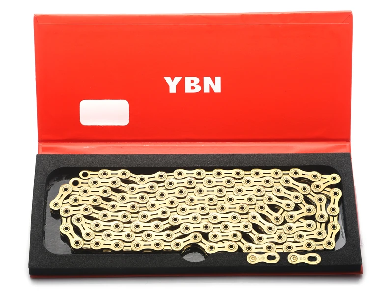 YBN цепь полый 10 скоростей цепь SLA-101-TIG золотой велосипед Горный шоссейный велосипед 10 переменный Сверхлегкий 248 г 116 звеньев в коробке