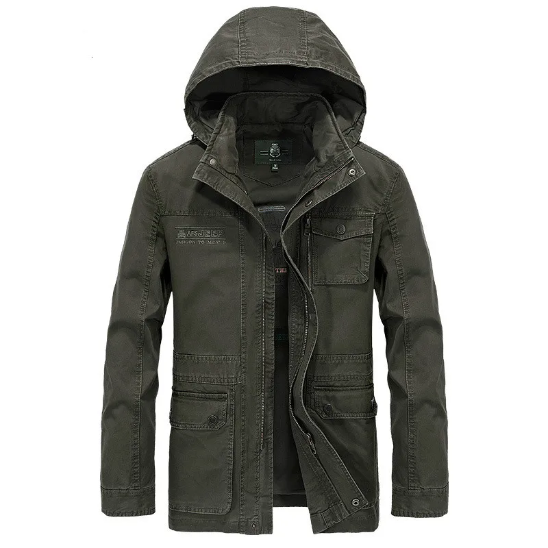 ZHAN DIJIPU-Chaqueta militar con capucha para hombre, abrigo 100% de algodón, informal, de talla grande, M-4XL, Otoño e Invierno