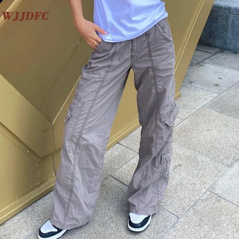 

WJJDFC High Waist Y2K Grunge Baggy Jeans Harajuku Cargo Pants Streetwear Casual Fashion Folds washed Denim Trousers Straight New