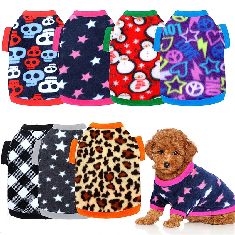 

New Warm Fleece Pet Dog Clothes Cute Printed Pet Coat Puppy Dogs Shirt Jacket French Bulldog Pullover Camouflage Dog Clothing