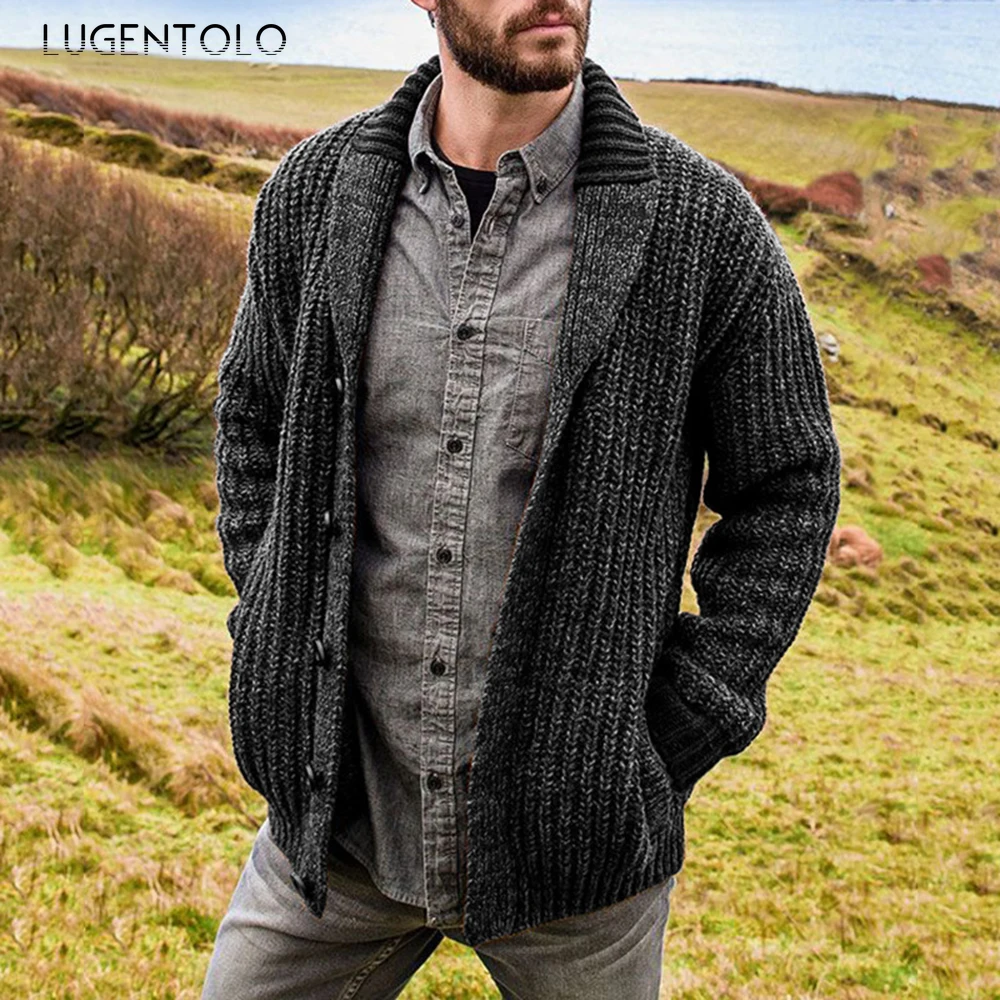 

Autumn Winter Sweaters Men Cardigan Single-breasted Large Size Solid Pocket Men's Street Fashion Sweater