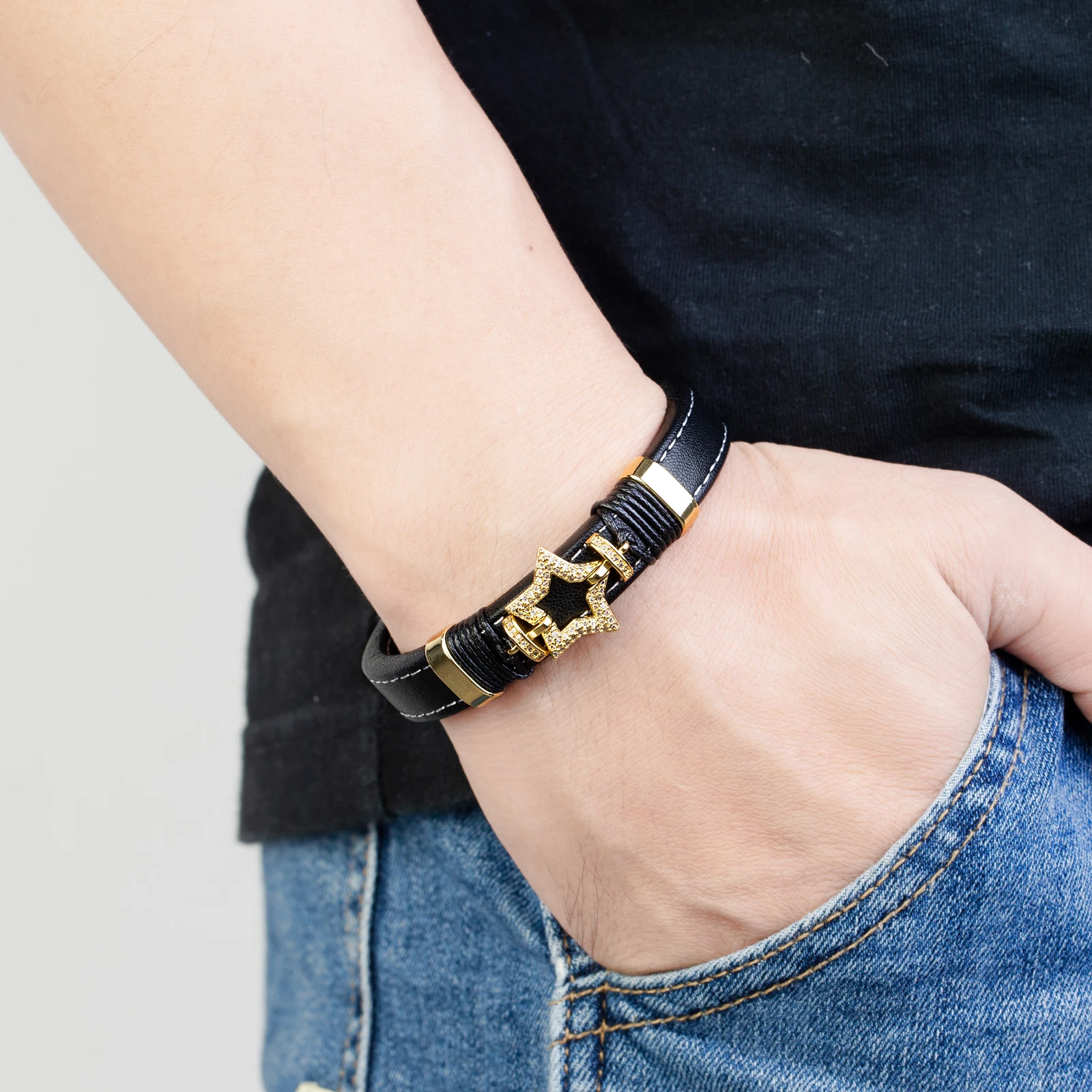 Браслет из нержавеющей стали с микро-алмазами для мужчин и женщин | Украшения