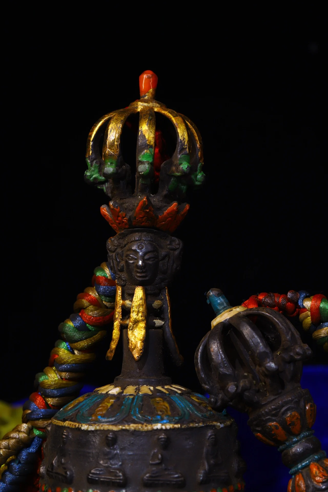 8-дюймовая коллекция тибетского храма старая бронза киноварь окрашенная тысяча