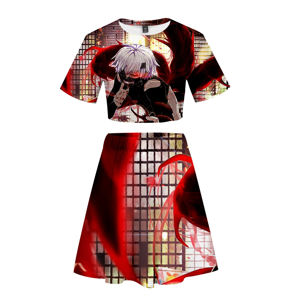 Комплект из двух предметов с объемной анимацией Tokyo Ghoul короткая юбка костюм