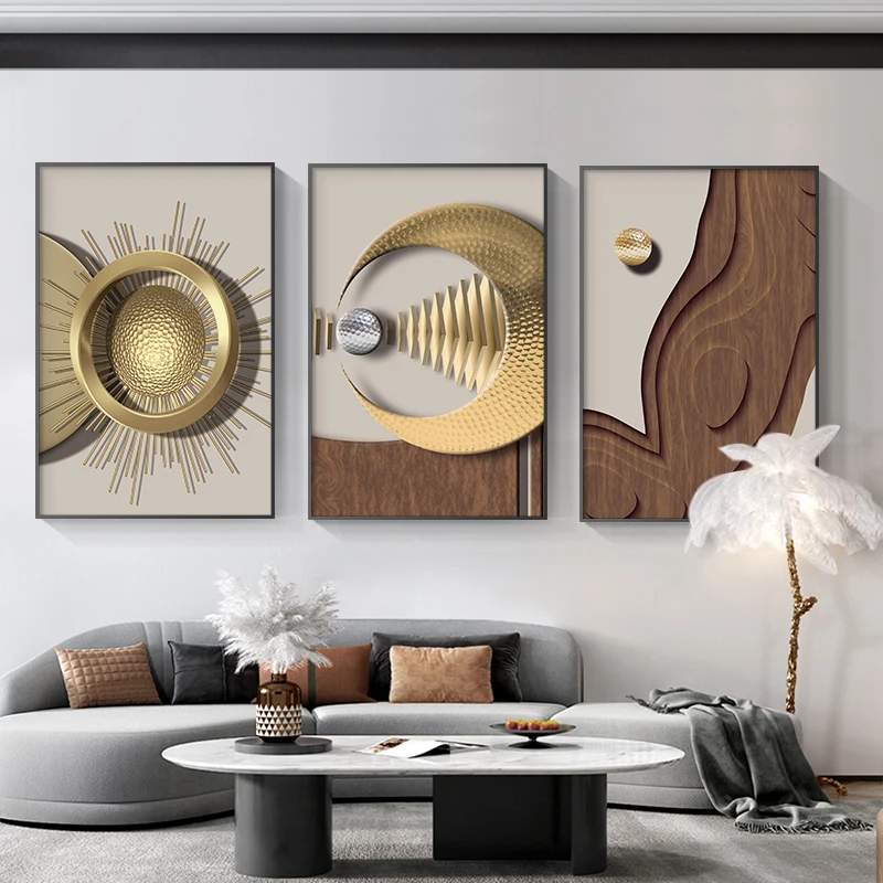 

Modern Abstract Golden Canvas Painting Wall Art Nordic Posters and Prints Wall Pictures for Living Room Decoration Frameless