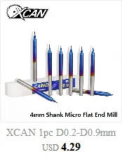 XCAN 1 шт. 1-12 мм нано синее покрытие 2 Флейта плоский концевой фреза 50 градусов Карбид Концевая фреза ЧПУ фреза