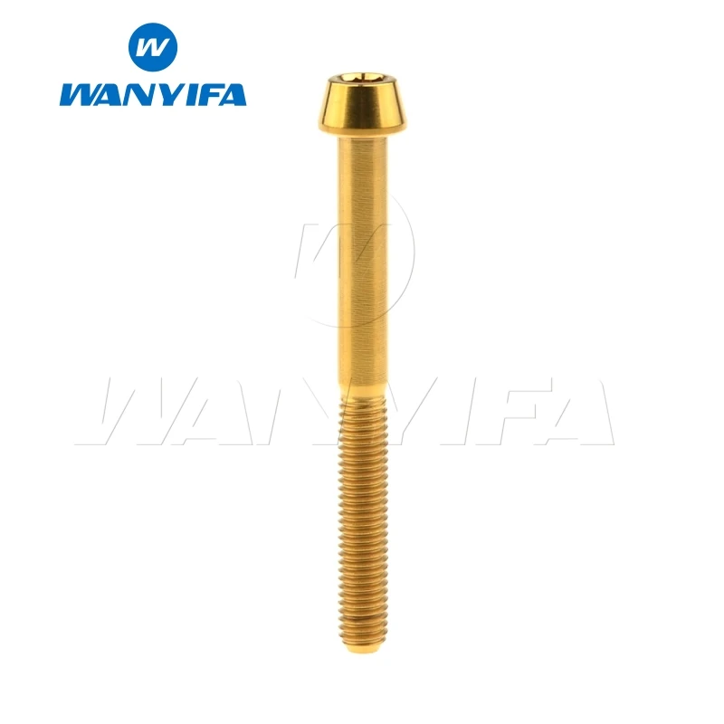 M5x50 Gold Wanyifa Винт С Титановым болтом M5x9 15, 16, 18, 20, 25 30 35, 40 45 50 55 60 мм конической головкой для велосипеда кронштейн руля велосипеда части - Цвет: M5x50 Gold