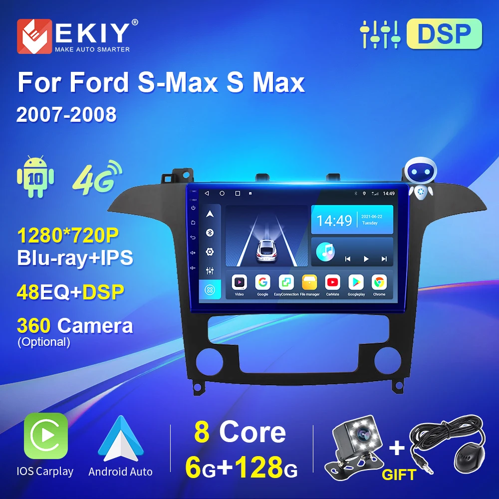 

For Ford S-Max S Max 2007 2008 Android Auto Car Radio Multimedia Video Player Navigation Carplay Rear View Camera Audio for Cars