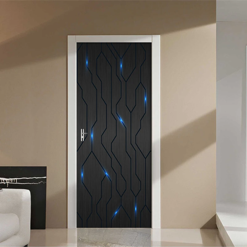 ПВХ самоклеящаяся водостойкая дверная наклейка современные 3D абстрактные линии
