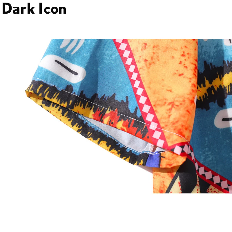 Dark Icon Vintage Style Baroque Shirt Men 2020 Summer Turn-down Collar Casual Men's Shirts Street Clothing | Мужская одежда