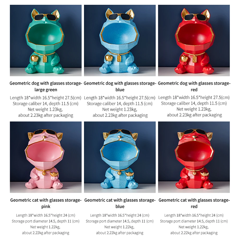 

Geometric Dog Storage Tank Resin Animal Model Debris Storage Modern Home Decor Living Room Bedroom Study Desktop Accessories