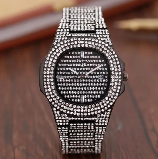 HOT Luxury man Women Watch Rose gold Full diamond Lady Steel Chain Watches Quartz clock leisure fashion designer watch | Наручные часы