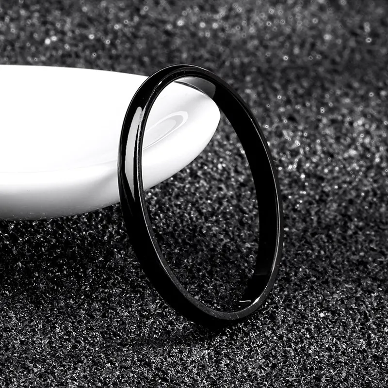 Простое 2 мм тонкое титановое стальное 4 цвета кольцо для пары простое модное