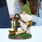 Уличные садовые полимерные украшения на солнечной батарее, карликовая Конфуцианская статуя, садовое украшение