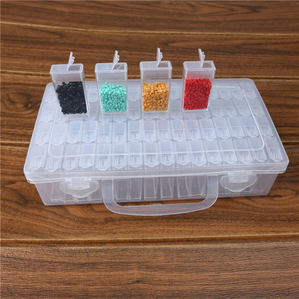 

64 Grids Clear Jewellery Box Organizer Storage Container with Removable Dividers Nail Art Rhinestone Diamonds Beads Earr