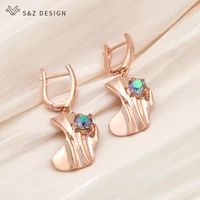 sz design new fashion simple crystal drop earrings for women curved geometric wave metal dangle earrings wedding party jewelry