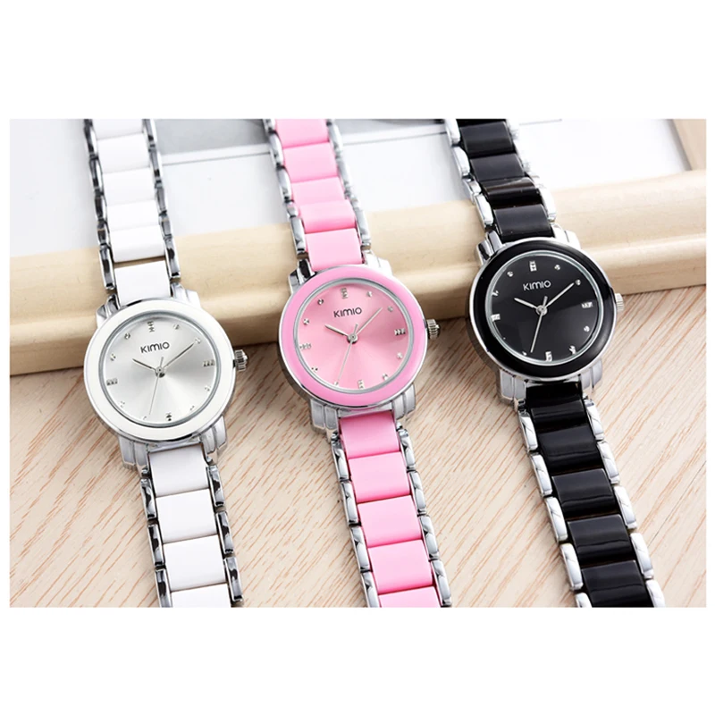 Женские кварцевые часы Kimio браслет из нержавеющей стали с подарочной коробкой -