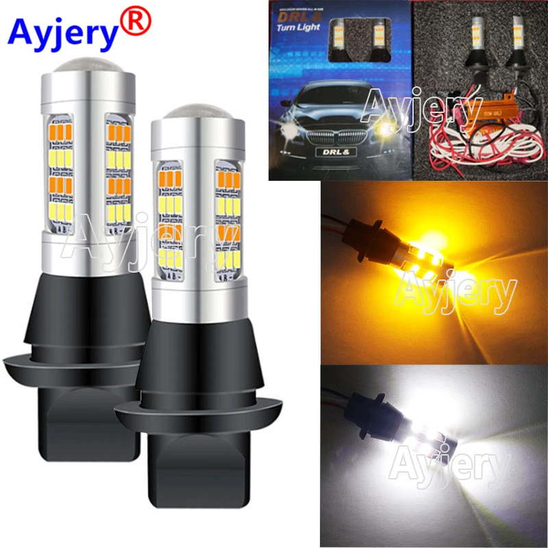 

12V DRL Turn Signal PY21W P21W LED 1156 BA15S BAU15S T20 7440 W21W WY21W 2835 42smd Dual Mode Daytime Running Light White Amber