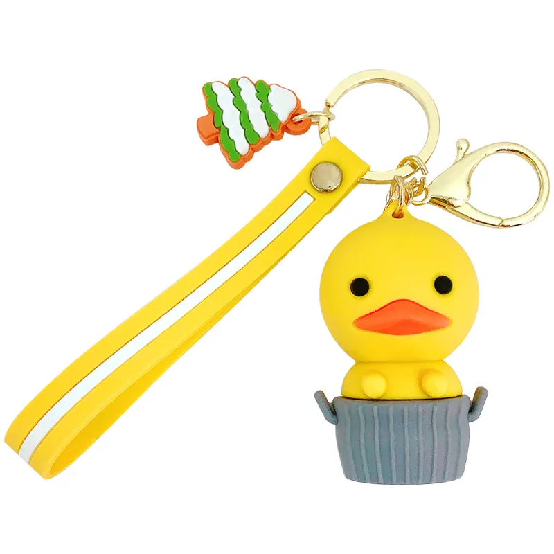 

New Keychains Cartoon Cat Car Keychain Mini Animal Tea Cup Key Ring Bag Pendant for Women The Best Gift For A Friend