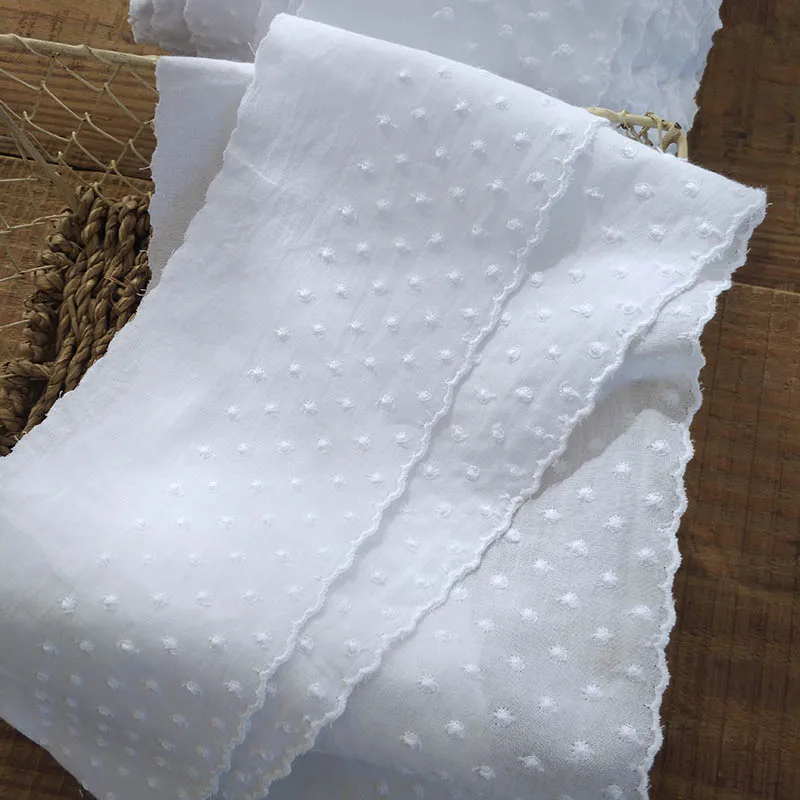 Однометровая белая хлопковая кружевная лента с цветочной вышивкой для рукоделия