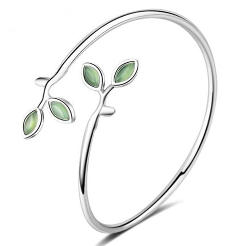 

Sweet Opal Burgeon 925 Sterling Silver Opening Bangles For Women Gift Pulseira Silver 925 Jewelry