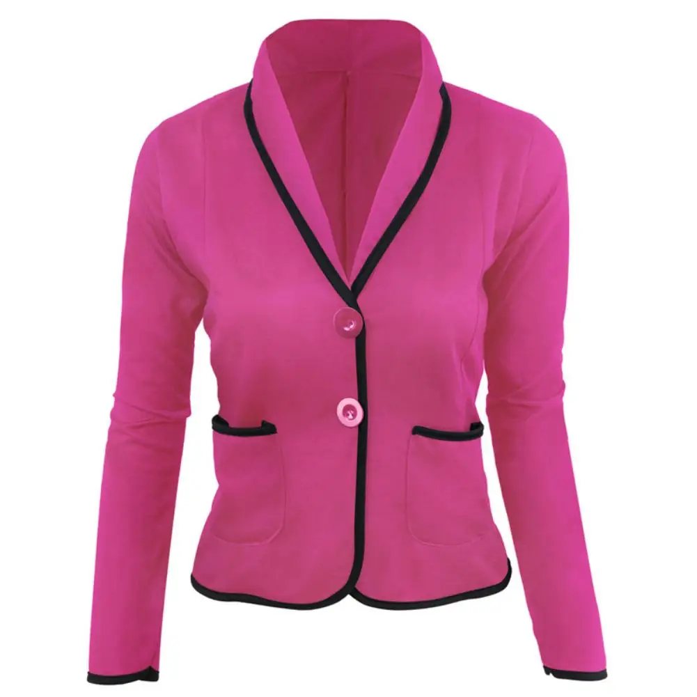 

Autumn Solid Color Lapel Blazer Women Long Sleeve Slim Suit JacketFit Coat
