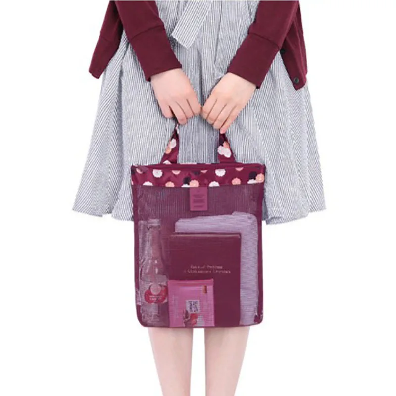 

Case Storage Mesh Swimming Handbag Cosmetic Pouch Summer Beach Bag Portable Carrying Ball Toys Clothes Outdoor Sports Handbag