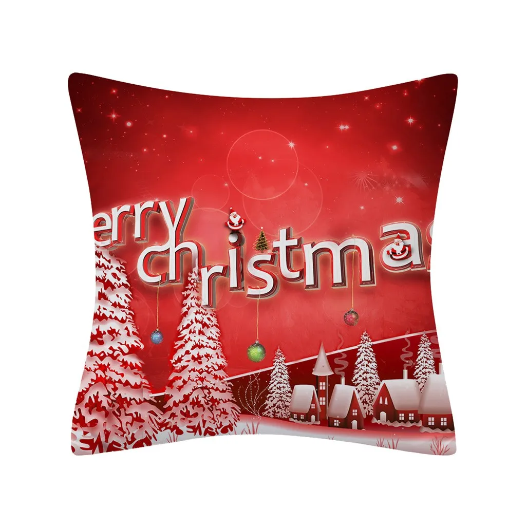 

Christmas Santa Claus Cushion Cover Decorative Pillowcase for Sofa Seat Pillow Case Sofa Cushion Cover 2021 New Year Home Decor