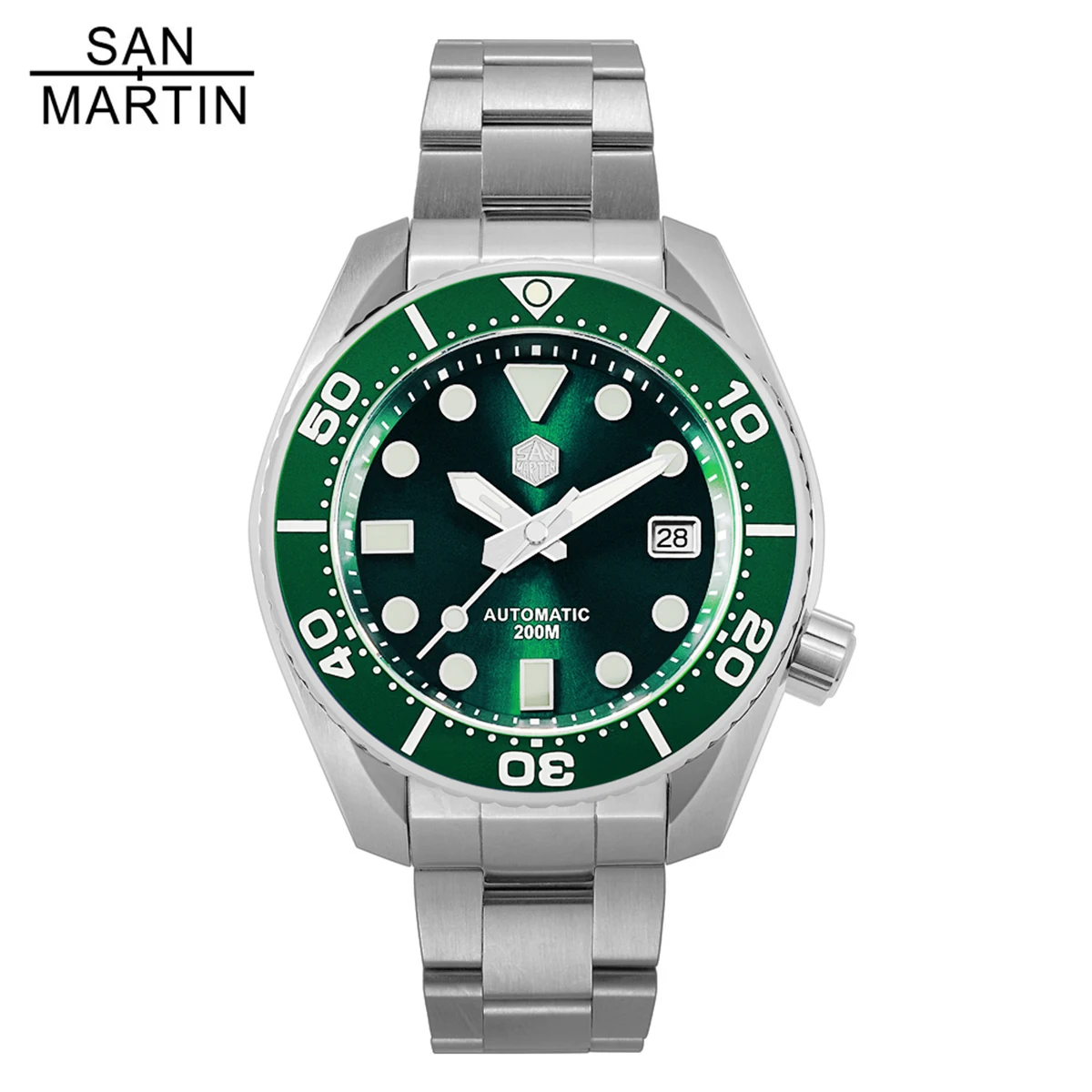 

San Martin Tuna SN079G Diver Automatic Men's Watches Luminous Sapphire Crystal 20Bar Green Stainless Steel Wrist watch for Men