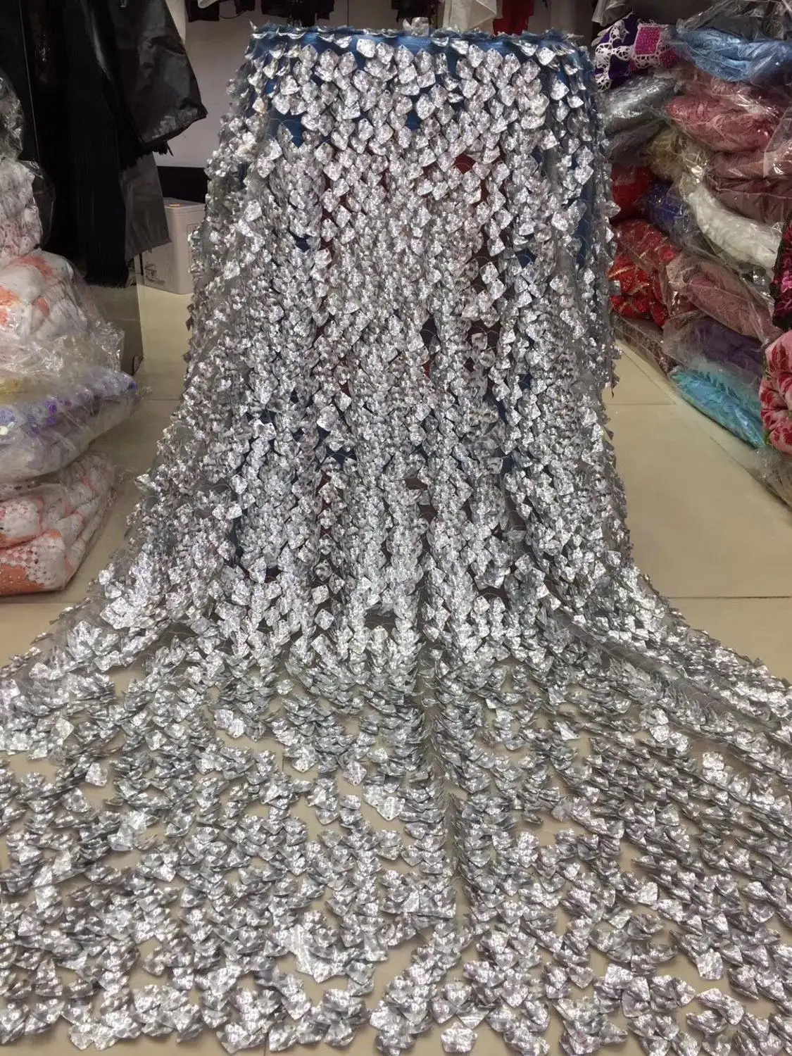 2019 Hot sell new Emerald gold yellow Nigerian French Sequins Lace Fabric African Bridal Net High Quality HT30681123688LL88 | Дом и сад