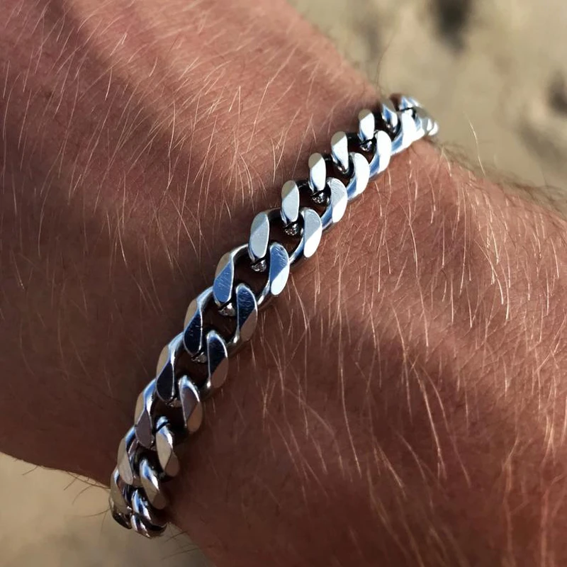 

2020 New Trendy Cuban Chain Men Bracelet Classic Stainless Steel 3/5/7mm Width Chain Bracelet For Men Women Jewelry Gift