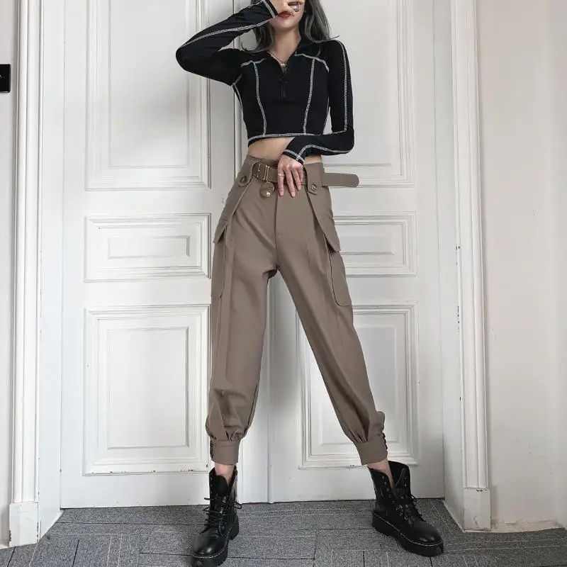 Женские повседневные модные брюки с высокой талией в стиле хип-хоп для танцев