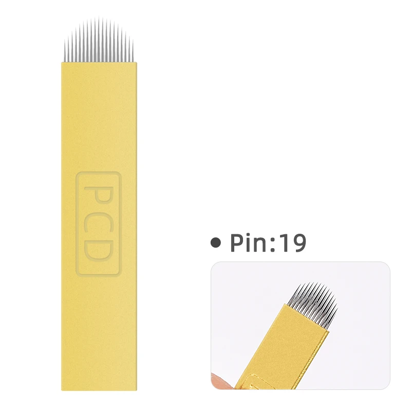 19 Pin 50 шт. резец сверхтвердый PCD 12/14/19 Pin Wenkbrauw иглы для татуажа мануального татуажа бровей, Naalden Voor 3D Borduurwerk Handleiding ручка для тату - Габаритные размеры: 19 Pin