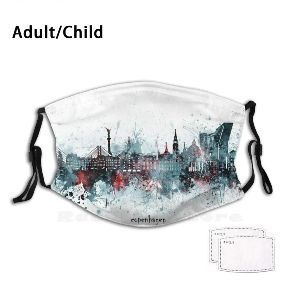 Маска Копенгагена Skyline Pm2.5 моющаяся для взрослых и детей сделай сам Копенгаген