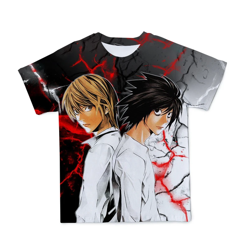 

2021 Summer New Trend Death Note Pattern 3D Printing Oversized T-Shirt Men/Boy Breathable Short Sleeve Round Neck Top 110-6XL