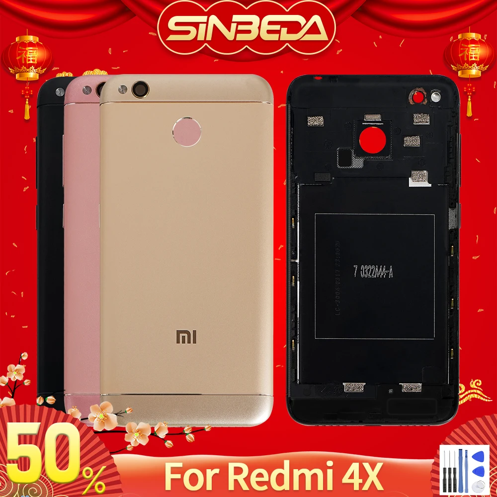 Оригинальная задняя крышка корпус батареи для Xiaomi Redmi 4X Задняя крышка батареи металл+ стекло камера+ боковые клавиши задняя крышка корпуса