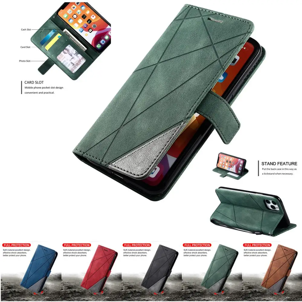 

Leather Case For Huawei P40 P20 P30 Mate 20 30 Lite P40 30 Pro P Smart 2019 Wallet Flip Cover Magnet Colorblock Phone Bag