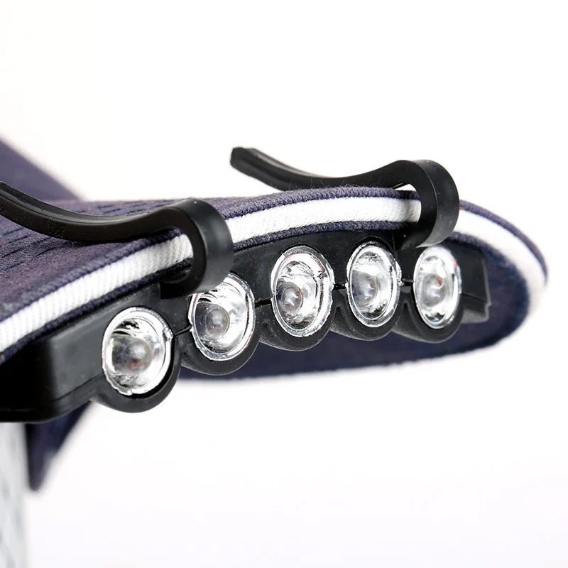 

Головной Светодиодный фонарь для рыбалки, 5 светодиодный, Головной фонарь с козырьком, светильник для рыбалки, лагеря, охоты, уличный светил...