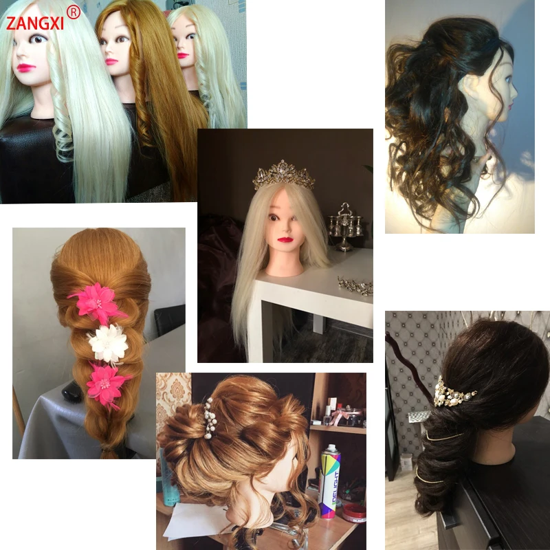 голова манекен 80% человеческого маникен с волосами для практики коса прическа