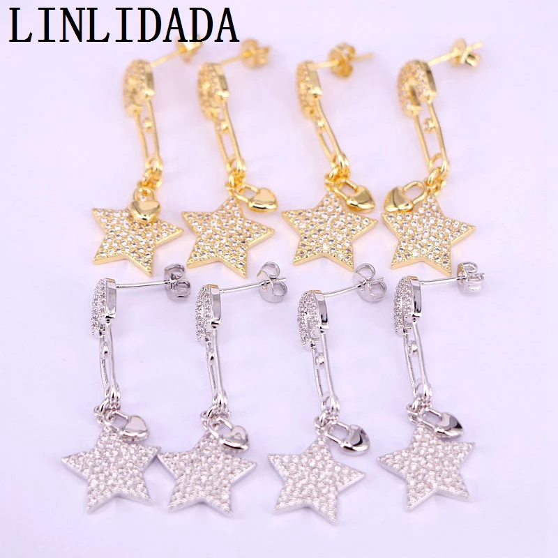 

5 пар, женские серьги с фианитами