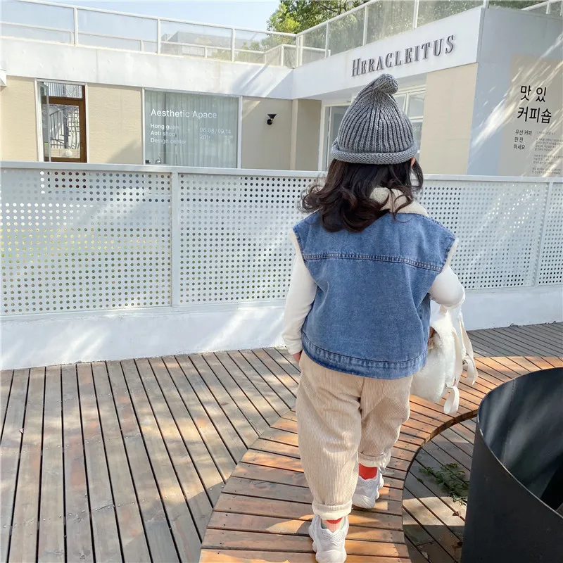 Зимнее Новое поступление корейский стиль хлопковый джинсовый утепленный жилет с